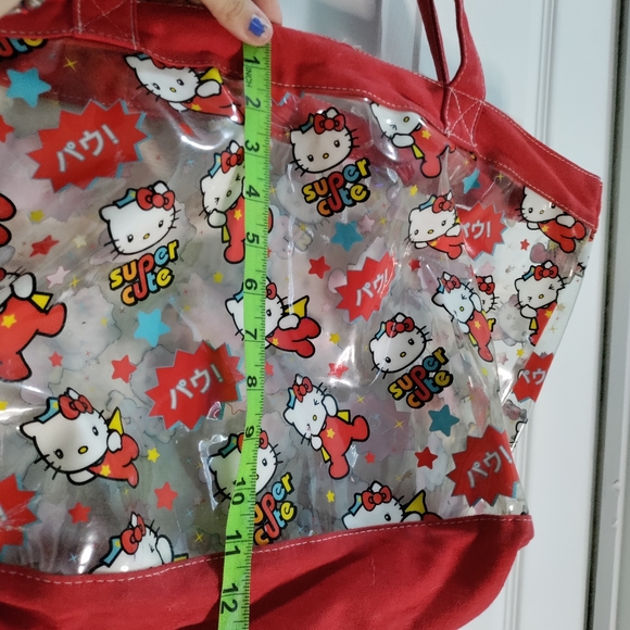 Japanese hello kitty superhero clear/red large tote bag - Picture 2 of 3